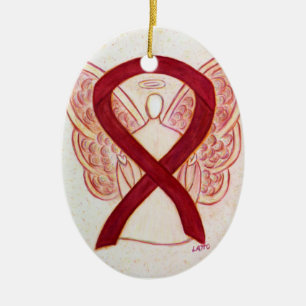 Burgund Awareness Ribbon Engel Pendant Ornament