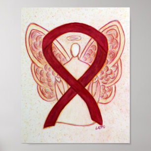 Burgund Awareness Ribbon Engel Poster Art Print