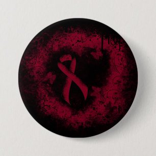 Burgund Awareness Ribbon Grunge Herz Button