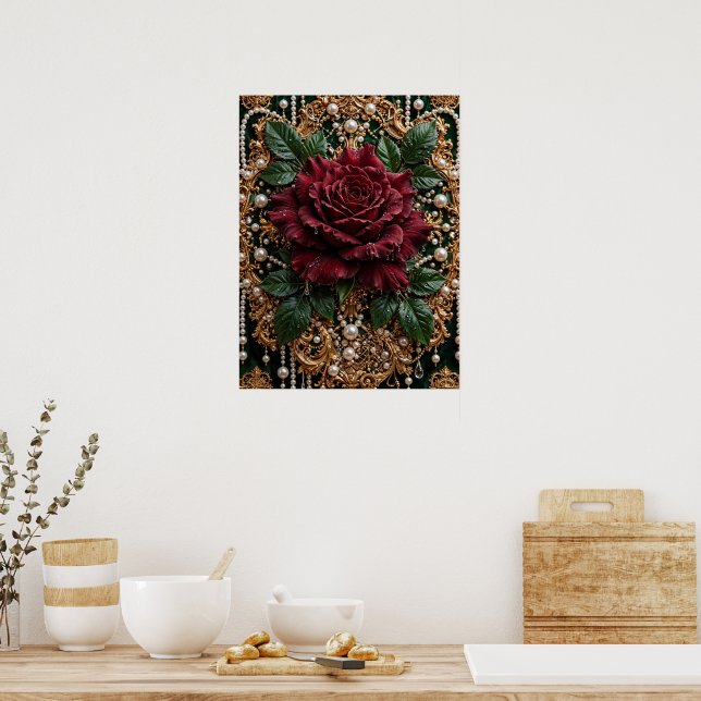Burgund Barockrose  Poster (Küche)