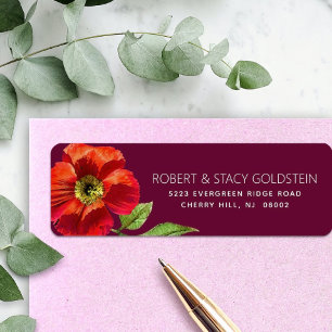 Burgund Bat Mitzvah Floral Moderne Rücksendeadress