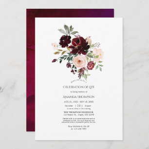 Burgund Berry & Blush Bloral Feier des Lebens Einladung