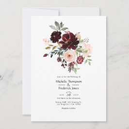 Burgund Berry & Blush Blumenhochzeit Einladung