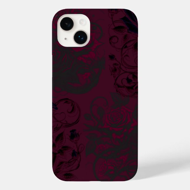 Burgund & Black Dark Garden Gothic Glam Case-Mate iPhone Hülle (Rückseite)