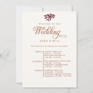 Burgund Blätter Elegante Hochzeit im Herbst Einladung