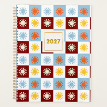 Burgund Blau Schachbrett-Sternenexplosion 2027 Pla