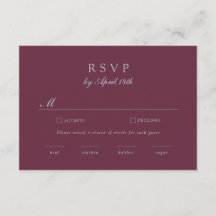 Burgund Blau Trauben Monogram Weinberg RSVP Karte