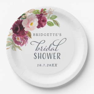 Burgund Bloom Floral Brautparty Teller