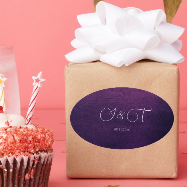 Burgund & Blue English Blume Hochzeit Ovaler Aufkleber (Party)