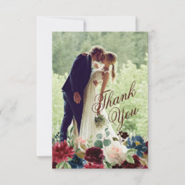 Burgund & Blue English Blume Hochzeit Vielen Dank