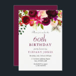 Burgund Blume 60. Geburtstagsparty Einladung<br><div class="desc">Burgund Blume 60. Geburtstagsparty Einladung Siehe Entsprechung Sammlung und Einladungen für Männer oder Frauen</div>