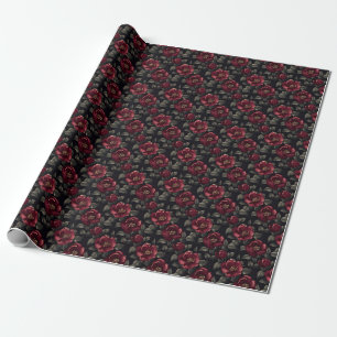 Burgund-Blume auf schwarz Geschenkpapier