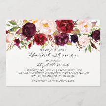 Burgund Blume Braun Dusche Einladung