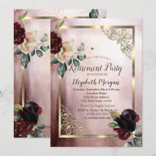 Burgund Blume Gold Frame Rose Gold Rente Einladung