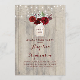 Burgund Blume Mason Jar Rustic Graduation Party Einladung