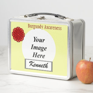 Burgund Blume Ribbon von Kenneth Yoncich Metall Lunch Box