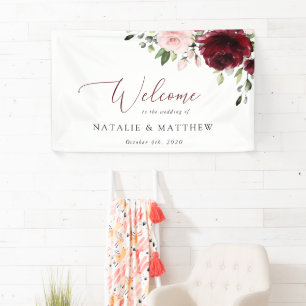 Burgund-Blume, rosa Blume, Begrüßung Banner