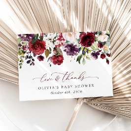 Burgund-Blume, rosa Blume, Boho, Babydusche Dankeskarte