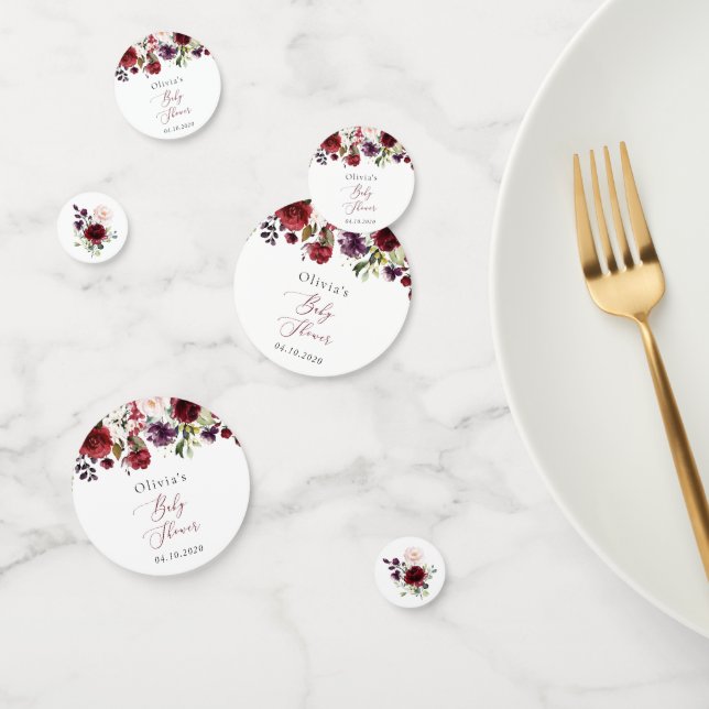 Burgund-Blume, rosa Blume, Boho, Babydusche Konfetti (Gruppe)