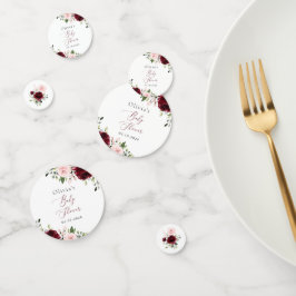 Burgund-Blume, rosa Blume, Boho, Babydusche Konfetti