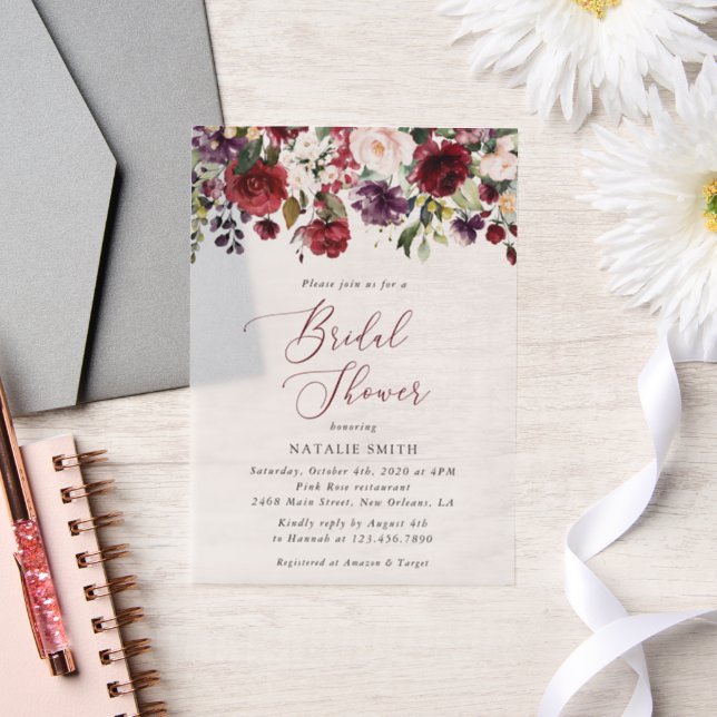 Burgund-Blume, rosa Blume, Boho-Brautparty (Hochzeit)