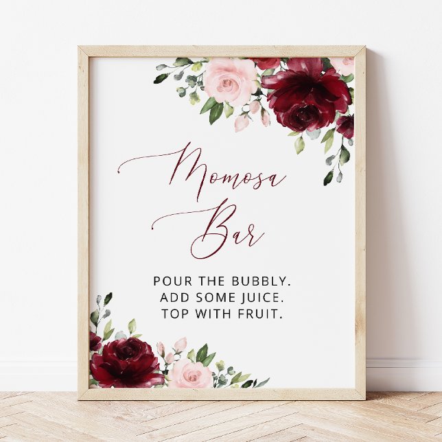 Burgund-Blume, rosa Blume, Boho, Momosa Bar Poster (Von Creator hochgeladen)