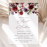 Burgund-Blume, rosa Blume, Boho, Sweet 16 Einladung<br><div class="desc">Mit dieser charmanten Geburtstagseinladung laden Sie Freunde und Familie in Stil und Set ein. Das Design ist bordeauxrot,  rot und lila,  Aquarellfarben,  Blume und Grün auf weißem Hintergrund.</div>