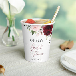 Burgund-Blume, rosa Blume, Brautparty Pappbecher