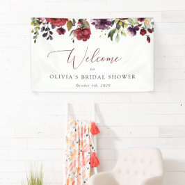 Burgund-Blume, rosa Blume, Bridal Willkommen Banner