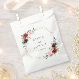 Burgund-Blume, rosa Blume, Grünpflanzen, Hochzeit Geschenktütchen