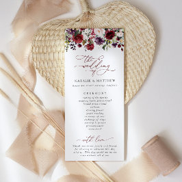 Burgund-Blume, rosa Blume, Hochzeitsprogramm Programm