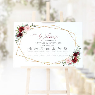 Burgund-Blume, rosa Blume, Hochzeitstunde Poster