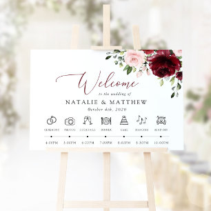 Burgund-Blume, rosa Blume, Hochzeitstunde Poster
