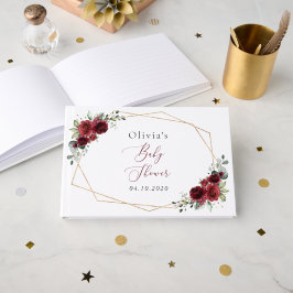 Burgund-Blume, Rote Blume, Babydusche Gästebuch