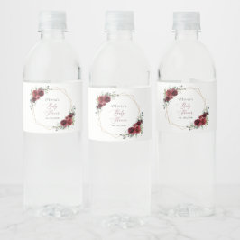 Burgund-Blume, Rote Blume, Babydusche Wasserflaschenetikett