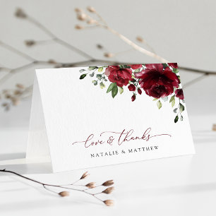 Burgund-Blume, Rote Blume, Blumenhochzeit Dankeskarte
