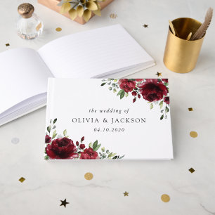 Burgund-Blume, Rote Blume, Blumenhochzeit Gästebuch