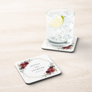 Burgund-Blume, Rote Blume, Blumenhochzeit Getränkeuntersetzer