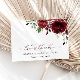 Burgund-Blume, Rote Blume, Boho, Babydusche Dankeskarte