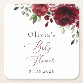 Burgund-Blume, Rote Blume, Boho, Babydusche Rechteckiger Pappuntersetzer