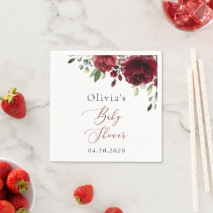 Burgund-Blume, Rote Blume, Boho, Babydusche Serviette