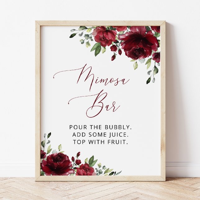 Burgund-Blume, Rote Blume, Boho, Mimosa-Bar Poster (Von Creator hochgeladen)