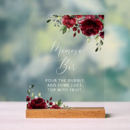 Burgund-Blume, Rote Blume, Boho, Momosa Bar Acrylschild