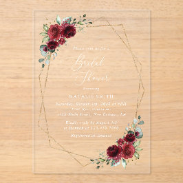 Burgund-Blume, Rote Blume, Brautparty Acryleinladungen