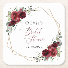Burgund-Blume, Rote Blume, Brautparty Rechteckiger Pappuntersetzer