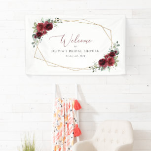 Burgund-Blume, Rote Blume, Bridal Willkommen Banner