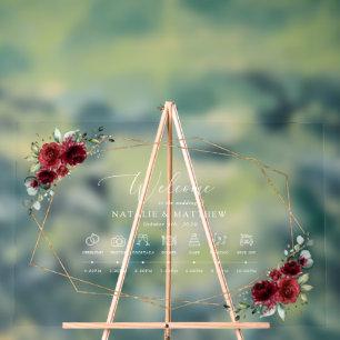 Burgund-Blume, Rote Blume, Hochzeitstundenzeitschr Acrylschild