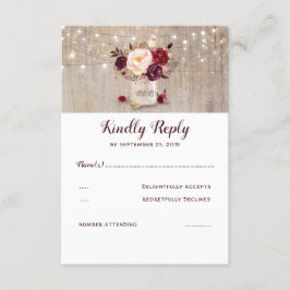 Burgund Blume Rustikale UAWG RSVP Karte