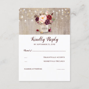 Burgund Blume Rustikale UAWG RSVP Karte