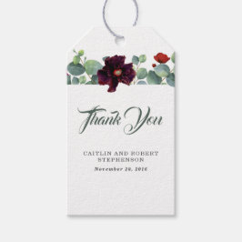 Burgund-Blume und Eukalyptus-Grüne Geschenkanhänger